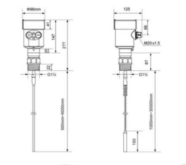 Vertical Mounting Guided Wave Radar Level Transmitter Design Drawing